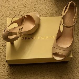 Franco Sarto Taupe Patent Leather Pumps